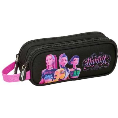 safta Federtasche K-Pop Demon Hunters, 2 Fächer, Handschlaufe Maße 21 x 6 x 8 cm, 105 g, Schwarz mit Fuchsia, Polyester, halbfester Korpus, verstärkte Nähte, für den Schulanfang safta Federtasche K-Pop Demon Hunters, 2 Fächer, Handschlaufe Maße 21 x 6 x 8 cm, 105 g, Schwarz mit Fuchsia, Polyester, halbfester Korpus, verstärkte Nähte, für den Schulanfang