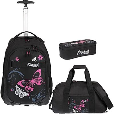 Elephant Schultrolley Trolley Mädchen 3tlg. Set 12680 Butterfly Pink TSM Hero Signature Mädchen Jungen Kinder Schule Rucksack mit Rollen Räder Trolly Sporttasche Mäppchen Trolleyrucksack Elephant Schultrolley Trolley Mädchen 3tlg. Set 12680 Butterfly Pink TSM Hero Signature Mädchen Jungen Kinder Schule Rucksack mit Rollen Räder Trolly Sporttasche Mäppchen Trolleyrucksack