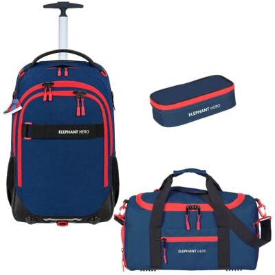 Elephant 3 Teile Set Trolley Hero Rucksacktrolley 13206 Blau Solid TSM Signature Schulranzen Trolly Jungen Mädchen Rucksack Box Schulsporttasche Rucksack Schultasche Turquoise Blue Red 12800 Elephant 3 Teile Set Trolley Hero Rucksacktrolley 13206 Blau Solid TSM Signature Schulranzen Trolly Jungen Mädchen Rucksack Box Schulsporttasche Rucksack Schultasche Turquoise Blue Red 12800
