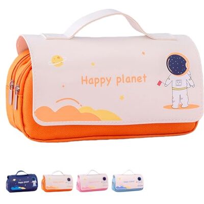 Sumneo Astronaut Federmäppchen Kinder, Großes Federtasche mit 4 Fächern, Robuste Bleistiftbox für Schule, Lustiges Schulzubehör für Jungen und Mädchen (Orange) Sumneo Astronaut Federmäppchen Kinder, Großes Federtasche mit 4 Fächern, Robuste Bleistiftbox für Schule, Lustiges Schulzubehör für Jungen und Mädchen (Orange)