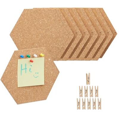 Relaxdays Korkpinnwand 14er Set, sechseckige Korkwände, Büro Pinnwände mit Pins & Klammern, HBT: 17,5x20x0,5 cm, natur Relaxdays Korkpinnwand 14er Set, sechseckige Korkwände, Büro Pinnwände mit Pins & Klammern, HBT: 17,5x20x0,5 cm, natur