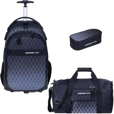 Elephant 3 Teile Set Trolley Schultrolley Rucksack 12869 Black Cube TSM Schultrolley Schulranzen Trolly Jungen Mädchen Rucksacktrolley Box Schulsporttasche Rcsack mit Rollen Schultasche Elephant 3 Teile Set Trolley Schultrolley Rucksack 12869 Black Cube TSM Schultrolley Schulranzen Trolly Jungen Mädchen Rucksacktrolley Box Schulsporttasche Rcsack mit Rollen Schultasche