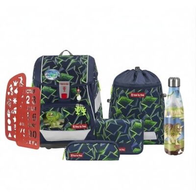 Step by Step Schulranzen-Set 2IN1 Plus „Wild T-Rex Taro“ 7-teilig, inkl. Edelstahl Isolierflasche, höhenverstellbar mit Hüftgurt, für die Grundschule, ab der 1. Klasse, 19L, grün-schwarz, Dino-Design Step by Step Schulranzen-Set 2IN1 Plus „Wild T-Rex Taro“ 7-teilig, inkl. Edelstahl Isolierflasche, höhenverstellbar mit Hüftgurt, für die Grundschule, ab der 1. Klasse, 19L, grün-schwarz, Dino-Design