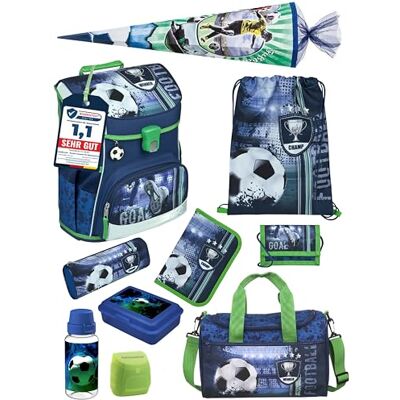 Familando Scooli Campus Fit Schulranzen Set 10-teilig mit Schultüte Fußball Motiv Blau Ergonomisch, Stabil & 980g leicht 18L Volumen Brustgurt & Reflektoren Für Grundschule ab 1. Klasse Familando Scooli Campus Fit Schulranzen Set 10-teilig mit Schultüte Fußball Motiv Blau Ergonomisch, Stabil & 980g leicht 18L Volumen Brustgurt & Reflektoren Für Grundschule ab 1. Klasse