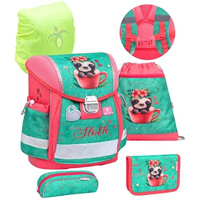 Belmil Schulranzen Set 5 teilig ergonomischer Schulranzen Set mit Regenschutz 1. klasse 2. klasse 3. klasse Super Leicht 930-990 g/Grundschule (Cute Sloth) Belmil Schulranzen Set 5 teilig ergonomischer Schulranzen Set mit Regenschutz 1. klasse 2. klasse 3. klasse Super Leicht 930-990 g/Grundschule (Cute Sloth)