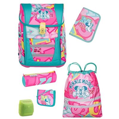 Familando McNeill Teneris Schulranzen Set 6-teilig mit Federmappe Minnie Mouse Ergonomisch & Verstellbarer Brustgurt 980g leicht mit 18L Volumen & Reflektoren Für Grundschule ab 1. Klasse Familando McNeill Teneris Schulranzen Set 6-teilig mit Federmappe Minnie Mouse Ergonomisch & Verstellbarer Brustgurt 980g leicht mit 18L Volumen & Reflektoren Für Grundschule ab 1. Klasse