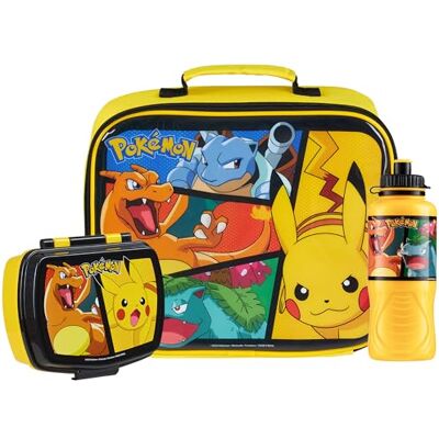Pokémon Pokemon Kinder isolierte Lunchtasche, Brotdose Schule und Trinkflasche Set 3tlg (Gelb) Pokémon Pokemon Kinder isolierte Lunchtasche, Brotdose Schule und Trinkflasche Set 3tlg (Gelb)