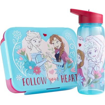 Get Trend Disney Frozen Brotdose Kinder & 640ml Trinkflasche Set, 1,75L Snackbox mit Fächern, Spülmaschinenfest & Mikrowellengeeignet, BPA Frei Bento Lunchbox für Schule & Freizeit (Türkis Frozen) Get Trend Disney Frozen Brotdose Kinder & 640ml Trinkflasche Set, 1,75L Snackbox mit Fächern, Spülmaschinenfest & Mikrowellengeeignet, BPA Frei Bento Lunchbox für Schule & Freizeit (Türkis Frozen)