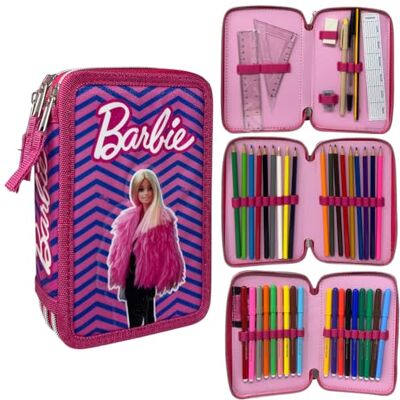 CARTOON Federmäppchen mit 3 Reißverschlüssen für die Schule, 44 Stück, Schreibwaren, Stifte Papermate, Filzstifte Giotto, Zubehör für Kinder und Jugendliche, Barbie, 20 x 13 x 6 cm, mäppchen CARTOON Federmäppchen mit 3 Reißverschlüssen für die Schule, 44 Stück, Schreibwaren, Stifte Papermate, Filzstifte Giotto, Zubehör für Kinder und Jugendliche, Barbie, 20 x 13 x 6 cm, mäppchen
