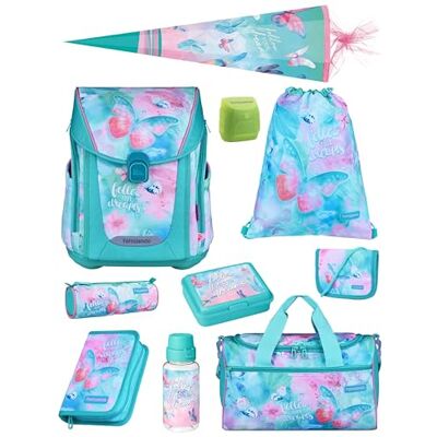 Familando Premium Schulranzen Set 10-teilig mit Schultüte Butterfly (Schmetterlinge) Ergonomisch, stabil & mit gepolstertem Rücken 1000g 20L Volumen Mit Reflektoren ab 1. Klasse Familando Premium Schulranzen Set 10-teilig mit Schultüte Butterfly (Schmetterlinge) Ergonomisch, stabil & mit gepolstertem Rücken 1000g 20L Volumen Mit Reflektoren ab 1. Klasse