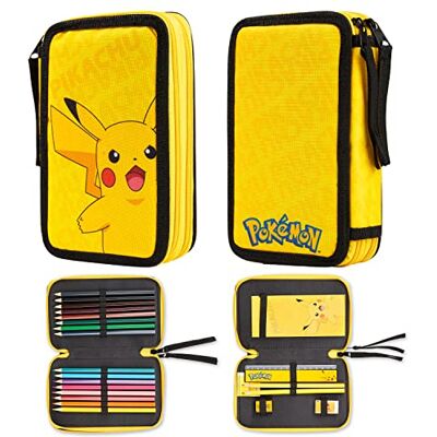 Pokémon Pokemon Federmäppchen Jungen und Mädchen Mäppchen Gefüllt mit Schreibwaren Set Pikachu Geschenke für Kinder und Teenager (Pikachu) Pokémon Pokemon Federmäppchen Jungen und Mädchen Mäppchen Gefüllt mit Schreibwaren Set Pikachu Geschenke für Kinder und Teenager (Pikachu)