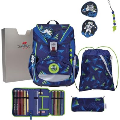 DerDieDas Schulranzen ErgoFlex Light LED Set 6-teilig Moon Mission blau DerDieDas Schulranzen ErgoFlex Light LED Set 6-teilig Moon Mission blau
