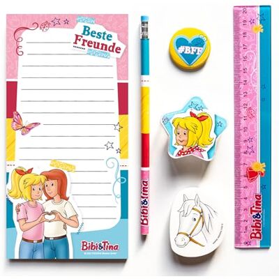Papierdrachen 6-teiliges Schreibset für Grundschul Kinder Bibi und Tina mit Bleistift Spitzer Lineal Radierer Schreibblock zur Einschulung Mitgebsel für Kindergeburtstag Set 8 Papierdrachen 6-teiliges Schreibset für Grundschul Kinder Bibi und Tina mit Bleistift Spitzer Lineal Radierer Schreibblock zur Einschulung Mitgebsel für Kindergeburtstag Set 8