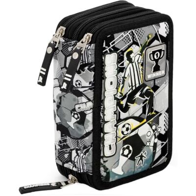 Ross 3-Fach Federmäppchen Jungen Gefüllt 6-12 Jahre Schulmäppchen Set 46 Teile mit Radierbaren Stiften, Filzstiften, Buntstiften, Fußball-Design Ross 3-Fach Federmäppchen Jungen Gefüllt 6-12 Jahre Schulmäppchen Set 46 Teile mit Radierbaren Stiften, Filzstiften, Buntstiften, Fußball-Design