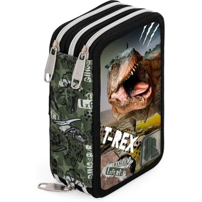 Ross 3-Fach Federmäppchen Jungen Gefüllt 6-12 Jahre – Schulmäppchen Set 46 Teile mit Radierbaren Stiften, Filzstiften, Buntstiften – Jungle Rex Dinosaurier Design Ross 3-Fach Federmäppchen Jungen Gefüllt 6-12 Jahre – Schulmäppchen Set 46 Teile mit Radierbaren Stiften, Filzstiften, Buntstiften – Jungle Rex Dinosaurier Design