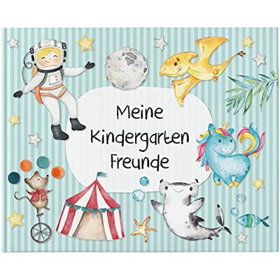 Papierdrachen Hochwertiges Freundebuch für Kinder Kindergartenfreunde Türkis Poesiealbum mit Astronaut, Zirkusmotiven & Dino für 27 Freunde buntes kindgerechtes Design Papierdrachen Hochwertiges Freundebuch für Kinder Kindergartenfreunde Türkis Poesiealbum mit Astronaut, Zirkusmotiven & Dino für 27 Freunde buntes kindgerechtes Design
