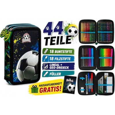 Derform Fussball 3 Fach Federtasche gefüllt Federmäppchen Jungen Federmappe Football Derform Fussball 3 Fach Federtasche gefüllt Federmäppchen Jungen Federmappe Football