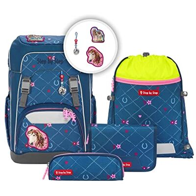 Step by Step Schulranzen-Set Giant „Horse Lima“, 10-teilig, blau ergonomischer 23L Tornister, höhenverstellbar mit Hüft- und Brustgurt, inkl. Trinkflasche, ab der 1. Klasse Step by Step Schulranzen-Set Giant „Horse Lima“, 10-teilig, blau ergonomischer 23L Tornister, höhenverstellbar mit Hüft- und Brustgurt, inkl. Trinkflasche, ab der 1. Klasse