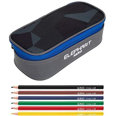 Elephant Mäppchen Schülermäppchen Box 12775 Cyber Camo Blau + 6 Stifte Pennal groß Mädchen Jungen Schüler Box Pencil Case Schule Studium Student Large 2 Teile Set 12800 Elephant Mäppchen Schülermäppchen Box 12775 Cyber Camo Blau + 6 Stifte Pennal groß Mädchen Jungen Schüler Box Pencil Case Schule Studium Student Large 2 Teile Set 12800