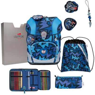 DerDieDas Schulranzen ErgoFlex Tiny Set 6-teilig Dark Dragon blau DerDieDas Schulranzen ErgoFlex Tiny Set 6-teilig Dark Dragon blau