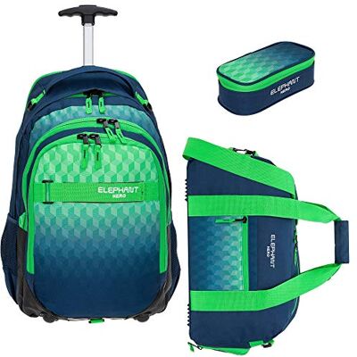 Elephant 3 Teile Set Trolley Schultrolley Rucksack 12811 Green Cube TSM Schultrolley Schulranzen Trolly Jungen Mädchen Rucksacktrolley Box Schulsporttasche Rcsack mit Rollen Schultasche Elephant 3 Teile Set Trolley Schultrolley Rucksack 12811 Green Cube TSM Schultrolley Schulranzen Trolly Jungen Mädchen Rucksacktrolley Box Schulsporttasche Rcsack mit Rollen Schultasche