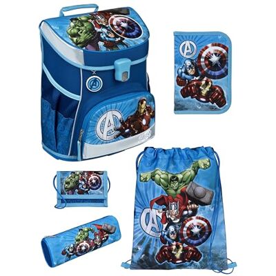 Familando Scooli Campus Fit Schulranzen Set 5-teilig mit Federmappe Marvel Avengers Hell-Blau Ergonomisch, stabil & 980g leicht 18L Volumen Brustgurt & Reflektoren ab 1. Klasse Familando Scooli Campus Fit Schulranzen Set 5-teilig mit Federmappe Marvel Avengers Hell-Blau Ergonomisch, stabil & 980g leicht 18L Volumen Brustgurt & Reflektoren ab 1. Klasse