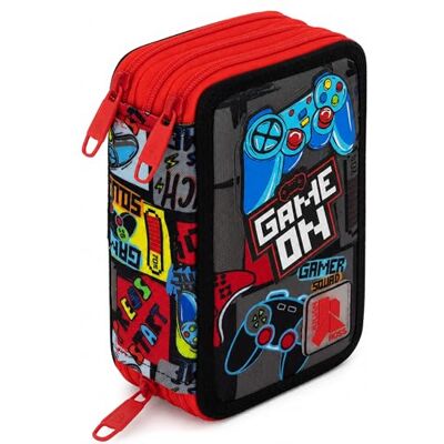 Ross 3-Fach Federmäppchen Jungen Gefüllt 6-12 Jahre – Schulmäppchen Set 46 Teile mit Radierbaren Stiften, Filzstiften, Buntstiften – Gamer Squad Videospiel Design Ross 3-Fach Federmäppchen Jungen Gefüllt 6-12 Jahre – Schulmäppchen Set 46 Teile mit Radierbaren Stiften, Filzstiften, Buntstiften – Gamer Squad Videospiel Design