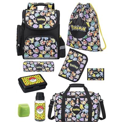 Familando Schulranzen Set 9-teilig mit Lunch-Set Pokémon (Pikachu Motiv) Ergonomisch, stabil & mit gepolstertem Rücken 1010g leicht 18L Volumen Mit Reflektoren ab 1. Klasse Familando Schulranzen Set 9-teilig mit Lunch-Set Pokémon (Pikachu Motiv) Ergonomisch, stabil & mit gepolstertem Rücken 1010g leicht 18L Volumen Mit Reflektoren ab 1. Klasse