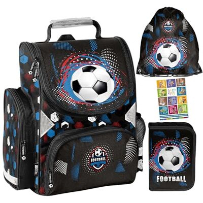 PASO - Schulranzen für Jungen und Mädchen, 4er-Set Schul-Rucksack für Kinder mit Federmäppchen Schuhbeutel und Hausaufgabenheft Ball 1-3 Klasse PASO - Schulranzen für Jungen und Mädchen, 4er-Set Schul-Rucksack für Kinder mit Federmäppchen Schuhbeutel und Hausaufgabenheft Ball 1-3 Klasse