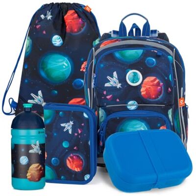 TOPGAL Schulranzen Set Jungen ab 1 Klasse, 5 Teilig, Kinder Schultasche Erstklässler, Ergonomischer Schulrucksack für erste klasse. Blau Grundschule Ranzen mit Brustgurt (Weltraum) TOPGAL Schulranzen Set Jungen ab 1 Klasse, 5 Teilig, Kinder Schultasche Erstklässler, Ergonomischer Schulrucksack für erste klasse. Blau Grundschule Ranzen mit Brustgurt (Weltraum)