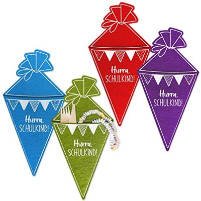 Papierdrachen 4 Bunte Schultüten aus Filz Bestecktasche oder Geschenktüte tolle Aufmerksamkeit für den allersten Schultag Geschwisterschultüte Schulanfang Einschulung Set 2 Papierdrachen 4 Bunte Schultüten aus Filz Bestecktasche oder Geschenktüte tolle Aufmerksamkeit für den allersten Schultag Geschwisterschultüte Schulanfang Einschulung Set 2