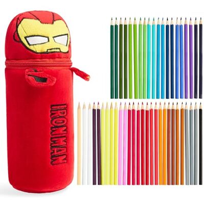Marvel Spiderman Buntstifte Kinder mit Federmäppchen Jungen Malset 48 Stück Superhelden Iron Man Schule Zubehör Einschulung Geschenk Idee (Rot Iron Man) Marvel Spiderman Buntstifte Kinder mit Federmäppchen Jungen Malset 48 Stück Superhelden Iron Man Schule Zubehör Einschulung Geschenk Idee (Rot Iron Man)
