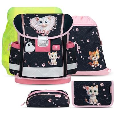 Belmil Schulranzen Set 403-13/AG/S/R 5 teilig ergonomischer Schulranzen Set mit Regenschutz 1. klasse 2. klasse 3. klasse Super Leicht 930-990 g/Grundschule (Cute Kitten 2) Belmil Schulranzen Set 403-13/AG/S/R 5 teilig ergonomischer Schulranzen Set mit Regenschutz 1. klasse 2. klasse 3. klasse Super Leicht 930-990 g/Grundschule (Cute Kitten 2)