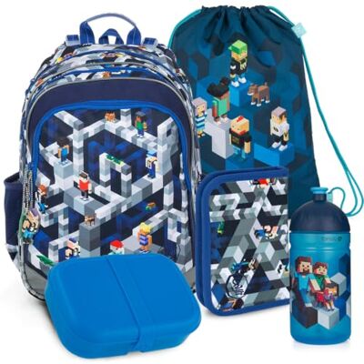 TOPGAL Schulranzen Set Jungen ab 1 Klasse, 5 Teilig, Kinder Schultasche Erstklässler, Ergonomischer Schulrucksack für erste klasse. Grundschule Ranzen mit Brustgurt (PixelArt 2) TOPGAL Schulranzen Set Jungen ab 1 Klasse, 5 Teilig, Kinder Schultasche Erstklässler, Ergonomischer Schulrucksack für erste klasse. Grundschule Ranzen mit Brustgurt (PixelArt 2)