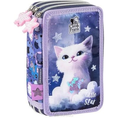 PASO Federmäppchen 3 Fächer Mäppchen für Mädchen Federmappe 3-Fach Federtasche Gefüllte Schüleretui Schulmäppchen Katze PASO Federmäppchen 3 Fächer Mäppchen für Mädchen Federmappe 3-Fach Federtasche Gefüllte Schüleretui Schulmäppchen Katze