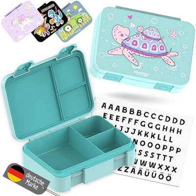 BEARFOOT Bento Box COMPACT Kinder Brotdose (Schildkröte-mint, 950 ml) BPA-frei, auslaufsichere Lunchbox mit Fächern, für Schule & Kindergarten, für Mädchen & Jungen, leicht & kompakt BEARFOOT Bento Box COMPACT Kinder Brotdose (Schildkröte-mint, 950 ml) BPA-frei, auslaufsichere Lunchbox mit Fächern, für Schule & Kindergarten, für Mädchen & Jungen, leicht & kompakt