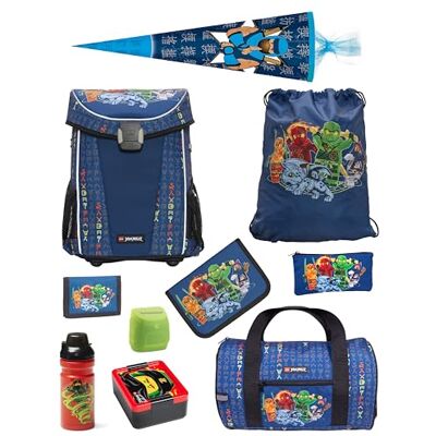 Familando Schulranzen Set 10-teilig mit Schultüte Ninjago Blau Ergonomisch, stabil & mit gepolstertem Rücken 870g leicht mit 29L Volumen wasserabweisend und mit Reflektoren Ab 1. Klasse Familando Schulranzen Set 10-teilig mit Schultüte Ninjago Blau Ergonomisch, stabil & mit gepolstertem Rücken 870g leicht mit 29L Volumen wasserabweisend und mit Reflektoren Ab 1. Klasse