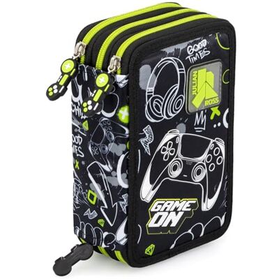 Ross 3-Fach Federmäppchen Jungen Gefüllt 6-12 Jahre Gamer-Design Schulmäppchen Set 46 Teile mit Radierbaren Stiften, Filzstiften, Buntstiften Ross 3-Fach Federmäppchen Jungen Gefüllt 6-12 Jahre Gamer-Design Schulmäppchen Set 46 Teile mit Radierbaren Stiften, Filzstiften, Buntstiften