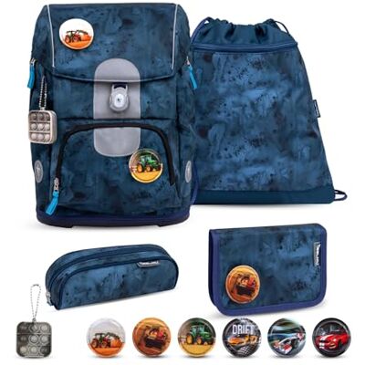 Belmil Motion ergonomisches Schulranzen Set 5-teilig aus recyceltem Material mit Brustgurt, Hüftgurt, Magnetverschluss, Patch Set 6 Stück (405-74/AG/S) (Blue Splash 2025) Belmil Motion ergonomisches Schulranzen Set 5-teilig aus recyceltem Material mit Brustgurt, Hüftgurt, Magnetverschluss, Patch Set 6 Stück (405-74/AG/S) (Blue Splash 2025)