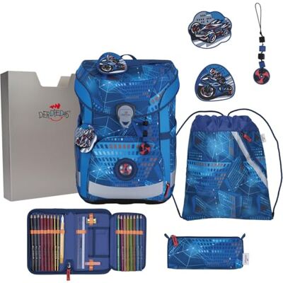 DerDieDas Schulranzen ErgoFlex Easy Set 6-teilig Turbo Speed blau DerDieDas Schulranzen ErgoFlex Easy Set 6-teilig Turbo Speed blau