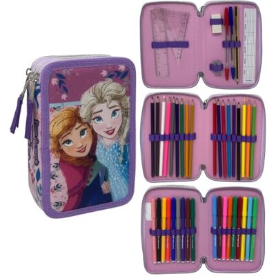 CARTOON Federmäppchen mit 3 Reißverschlüssen, mit Buntstiften und Filzstiften von Giotto, Die Eiskönigin, 20 x 13 x 6 Cm, stiftehalter CARTOON Federmäppchen mit 3 Reißverschlüssen, mit Buntstiften und Filzstiften von Giotto, Die Eiskönigin, 20 x 13 x 6 Cm, stiftehalter