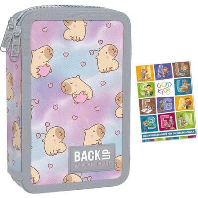 PASO Goldkids Federmäppchen 2 Fächer Mäppchen für Mädchen und Jungen Federmappe 2-Fach Federtasche Gefüllte Schüleretui Schulmäppchen und Hausaufgabenheft Kapibara Motiv PASO Goldkids Federmäppchen 2 Fächer Mäppchen für Mädchen und Jungen Federmappe 2-Fach Federtasche Gefüllte Schüleretui Schulmäppchen und Hausaufgabenheft Kapibara Motiv