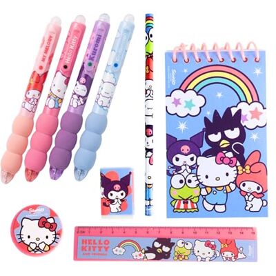 Hello Kitty & Friends Schreibset für Mädchen, Bestehend aus Notizbuch, Lineal, Bleistift, Anspitzer, Radiergummi und 4 Kugelschreibern mit Weicher Spitze, Geschenk für Kinder Hello Kitty & Friends Schreibset für Mädchen, Bestehend aus Notizbuch, Lineal, Bleistift, Anspitzer, Radiergummi und 4 Kugelschreibern mit Weicher Spitze, Geschenk für Kinder