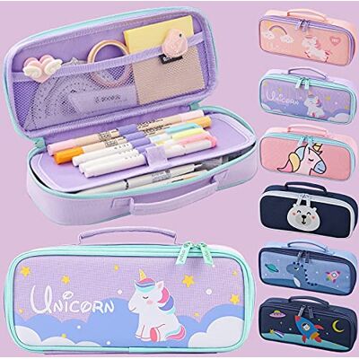 NEWUPZSI Federmäppchen mädchen, Pencil case mit großem Fassungsvermögen, Einhorn Federmäppchen, schön und süß, geeignet für Mädchen als Schulgeschenk Lila Einhorn (Nur EIN Bleistiftbox, kein Stift) NEWUPZSI Federmäppchen mädchen, Pencil case mit großem Fassungsvermögen, Einhorn Federmäppchen, schön und süß, geeignet für Mädchen als Schulgeschenk Lila Einhorn (Nur EIN Bleistiftbox, kein Stift)