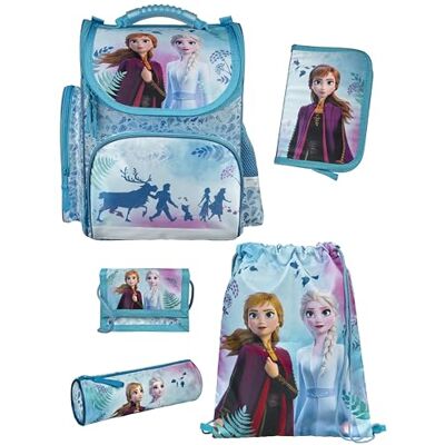 Familando Schulranzen Set CLOU 5-teilig mit Federmappe Disney Eiskönigin (Frozen) Ergonomisch, Stabil & mit gepolstertem Rücken 930g leicht 15L Volumen Mit Reflektoren ab 1. Klasse Familando Schulranzen Set CLOU 5-teilig mit Federmappe Disney Eiskönigin (Frozen) Ergonomisch, Stabil & mit gepolstertem Rücken 930g leicht 15L Volumen Mit Reflektoren ab 1. Klasse