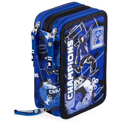 Ross 3-Fach Federmäppchen Jungen Gefüllt 6-12 Jahre Schulmäppchen Set 46 Teile mit Radierbaren Stiften, Filzstiften, Buntstiften, Fußball-Design Ross 3-Fach Federmäppchen Jungen Gefüllt 6-12 Jahre Schulmäppchen Set 46 Teile mit Radierbaren Stiften, Filzstiften, Buntstiften, Fußball-Design