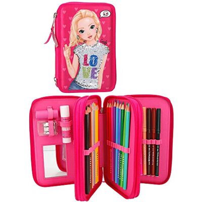 Depesche 8733 TOPModel Federtasche 3 fach, mit Pailletten, pink, ca. 20 x 13 x 7 cm Depesche 8733 TOPModel Federtasche 3 fach, mit Pailletten, pink, ca. 20 x 13 x 7 cm