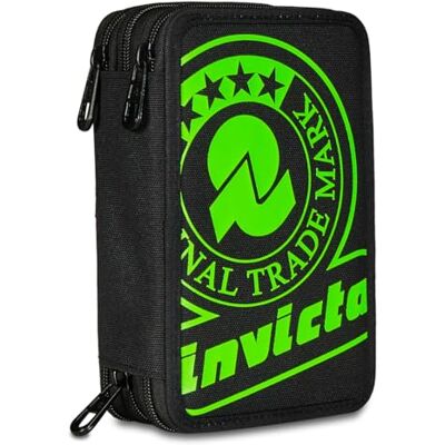 Invicta Federmäppchen, Mäppchen, Mehrfarbig, Federtasche für Schreibwaren, Etui mit Stiften, Kugelschreiber, & mehr, 3 Fächer, Mädchen & Jungen, Schule Grundschule, XXL, 45-teilig schwarz-gürn Invicta Federmäppchen, Mäppchen, Mehrfarbig, Federtasche für Schreibwaren, Etui mit Stiften, Kugelschreiber, & mehr, 3 Fächer, Mädchen & Jungen, Schule Grundschule, XXL, 45-teilig schwarz-gürn