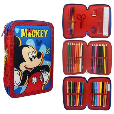 CARTOON Federmäppchen mit 3 Reißverschlüssen, 44 Stück, für die Schule, mehrere Fächer, Stifte, Buntstifte, Filzstifte Giotto, Mickey Maus, 20 x 13 x 6 cm, Modern CARTOON Federmäppchen mit 3 Reißverschlüssen, 44 Stück, für die Schule, mehrere Fächer, Stifte, Buntstifte, Filzstifte Giotto, Mickey Maus, 20 x 13 x 6 cm, Modern