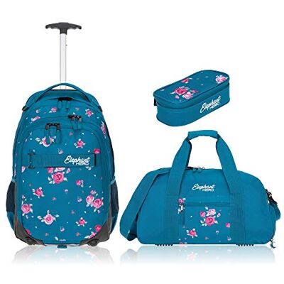 Elephant 3 Teile Set Trolley Schultrolley Rucksack 12848 Blue Flower TSM Schultrolley Schulranzen Trolly Jungen Mädchen Rucksacktrolley Box Schulsporttasche Rcsack mit Rollen Schultasche Elephant 3 Teile Set Trolley Schultrolley Rucksack 12848 Blue Flower TSM Schultrolley Schulranzen Trolly Jungen Mädchen Rucksacktrolley Box Schulsporttasche Rcsack mit Rollen Schultasche